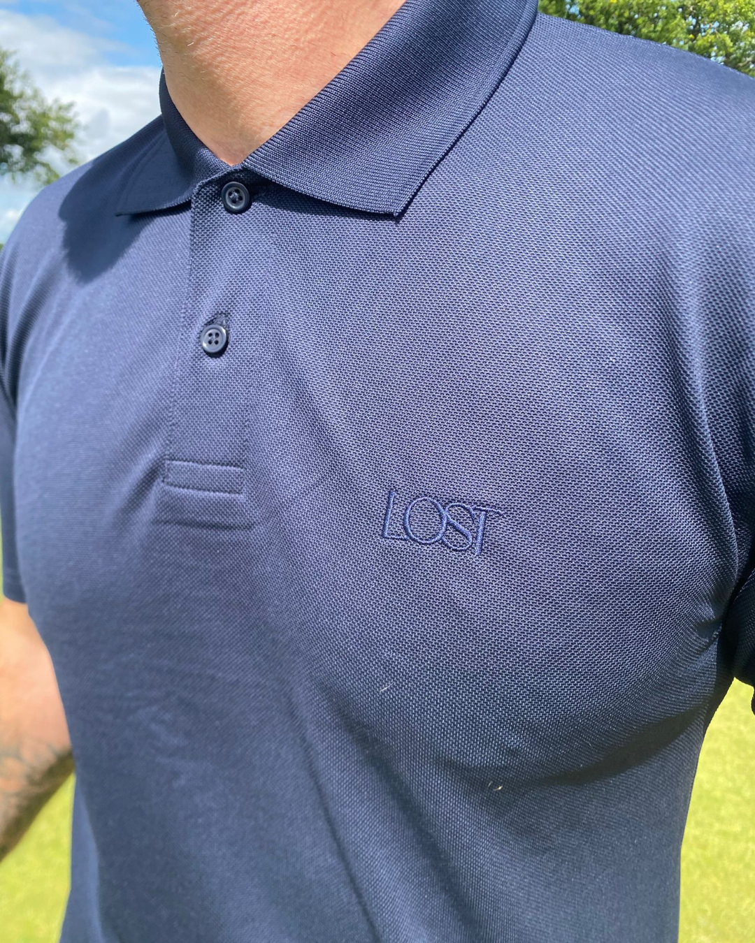 Regular fit men’s golf polo with tonal logo by Lost Members Club