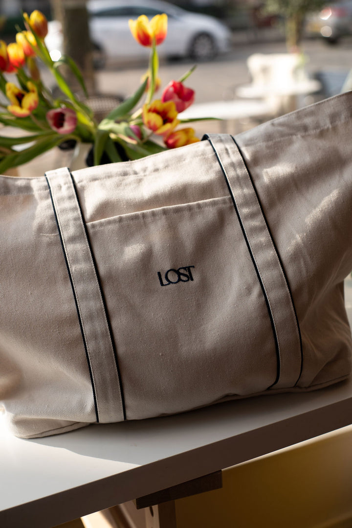 Preppy cream Court Tote bag, versatile for court, course, or street